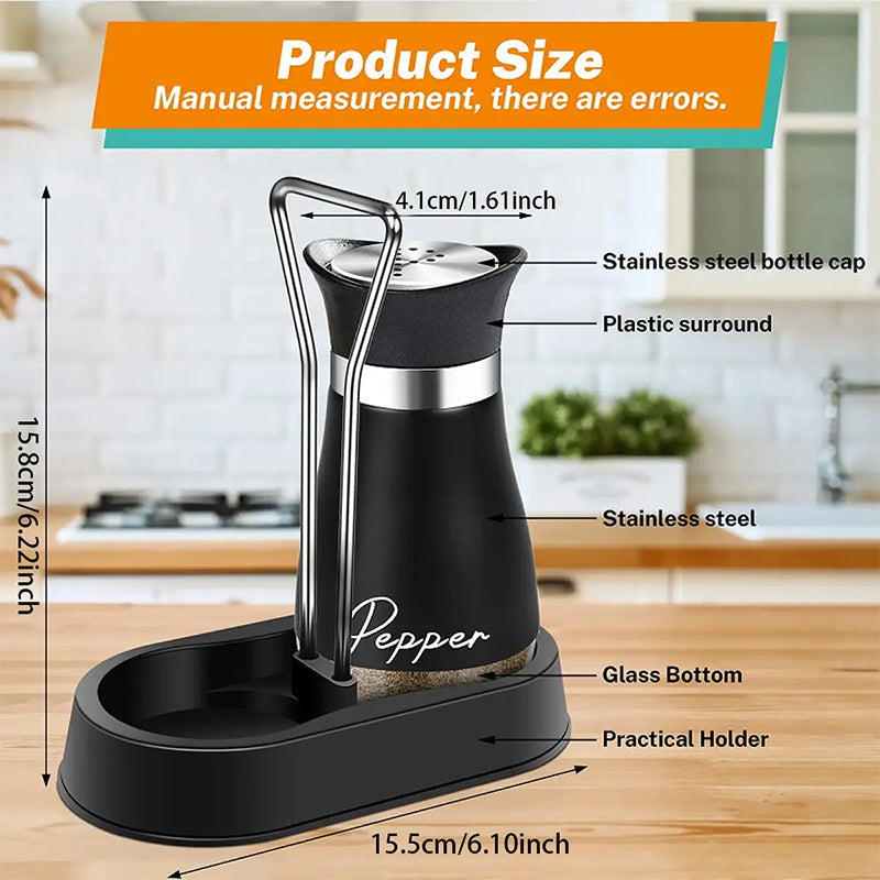 🐧🧂Penguin Salt & Pepper Shaker Set with Holder – Stainless Steel & Glass