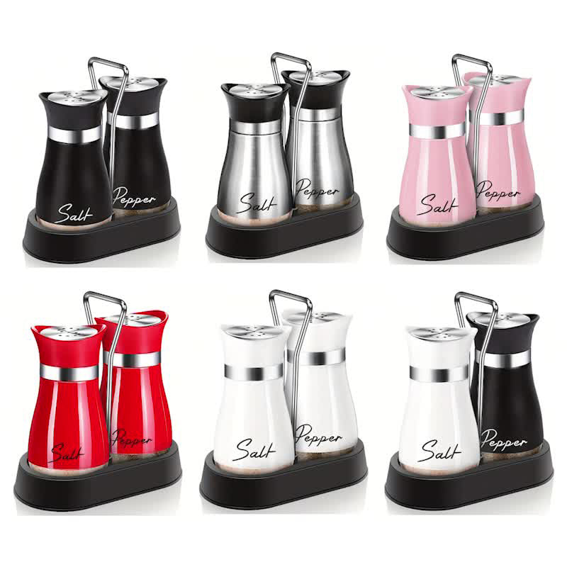 🐧🧂Penguin Salt & Pepper Shaker Set with Holder – Stainless Steel & Glass