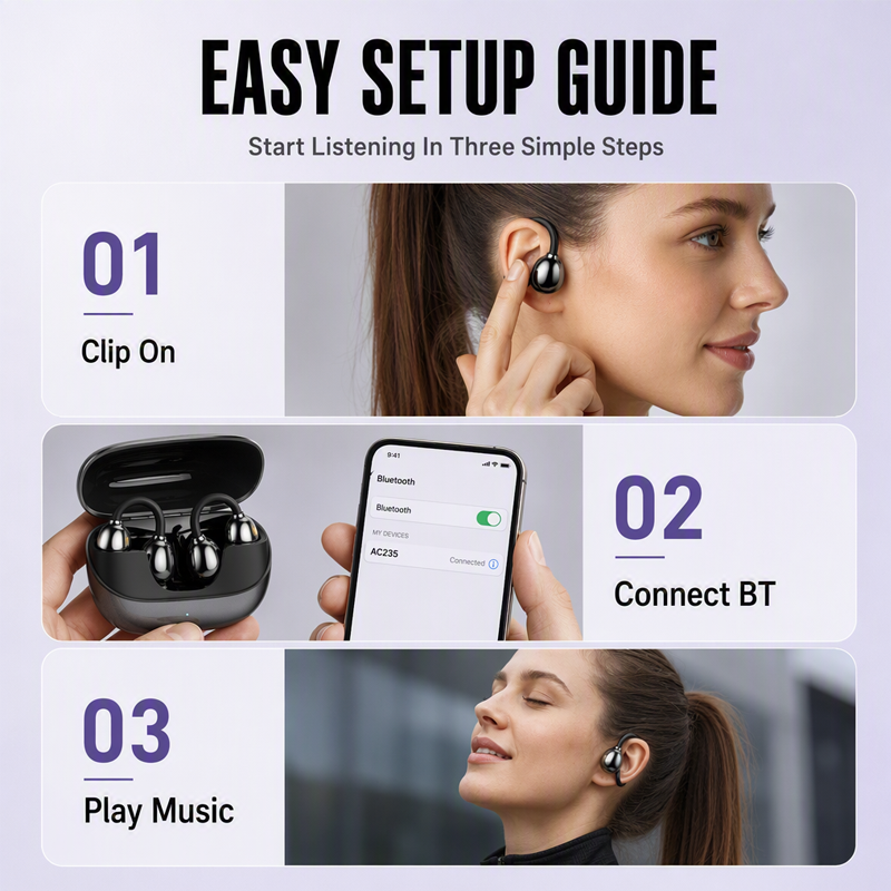 🎧 50% OFF NOW! 🎵 Open-Ear Clip-On Earbuds – Secure C-Bridge Fit, 13mm Titanium Driver & Bluetooth 6.0 – Perfect for Workouts & Commutes 💪