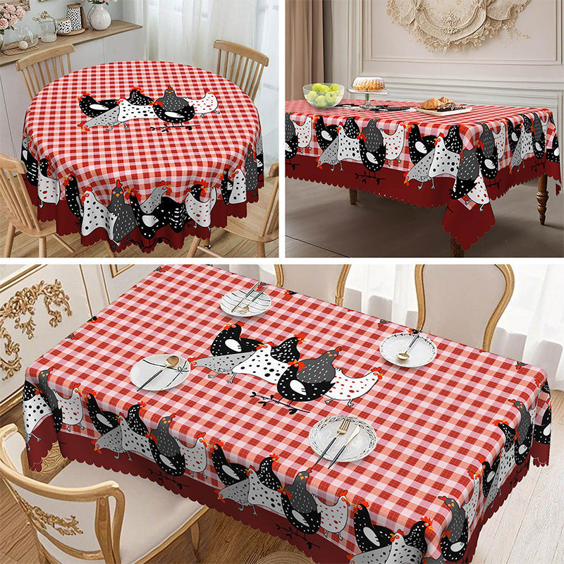 📢📢50% OFF !! 🐓 Red Plaid Rooster Tablecloth
