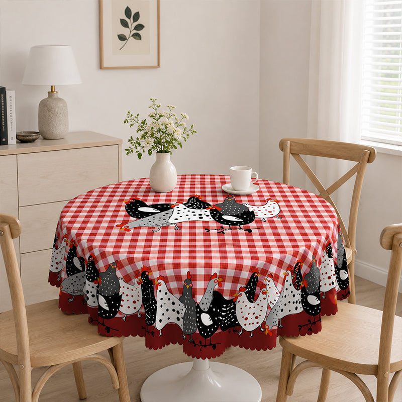📢📢50% OFF !! 🐓 Red Plaid Rooster Tablecloth