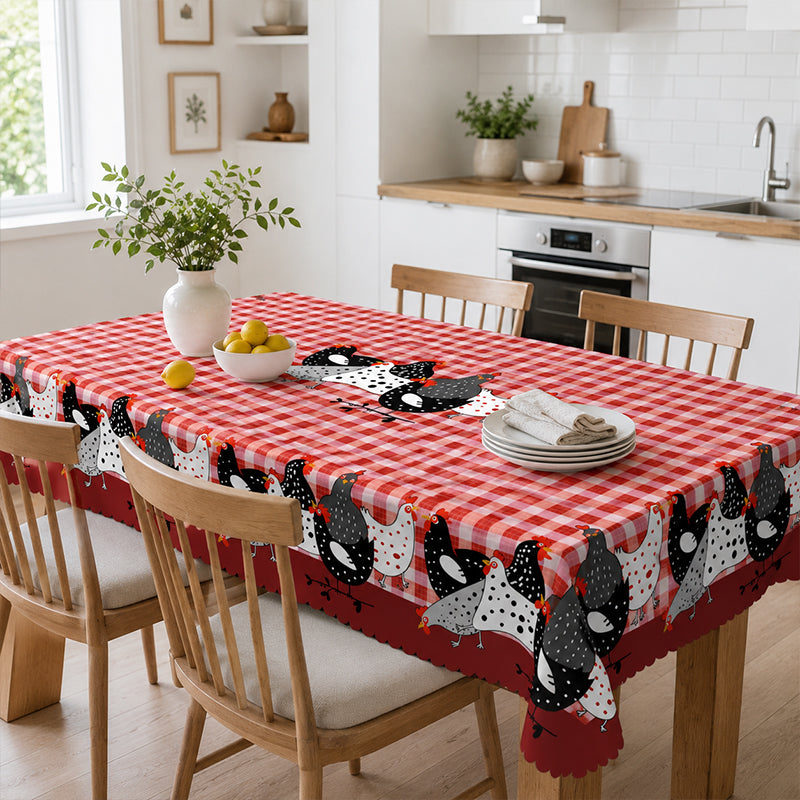 📢📢50% OFF !! 🐓 Red Plaid Rooster Tablecloth