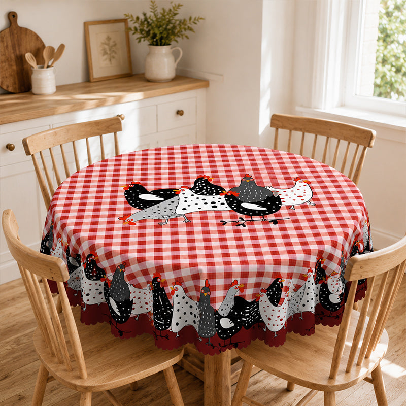 📢📢50% OFF !! 🐓 Red Plaid Rooster Tablecloth