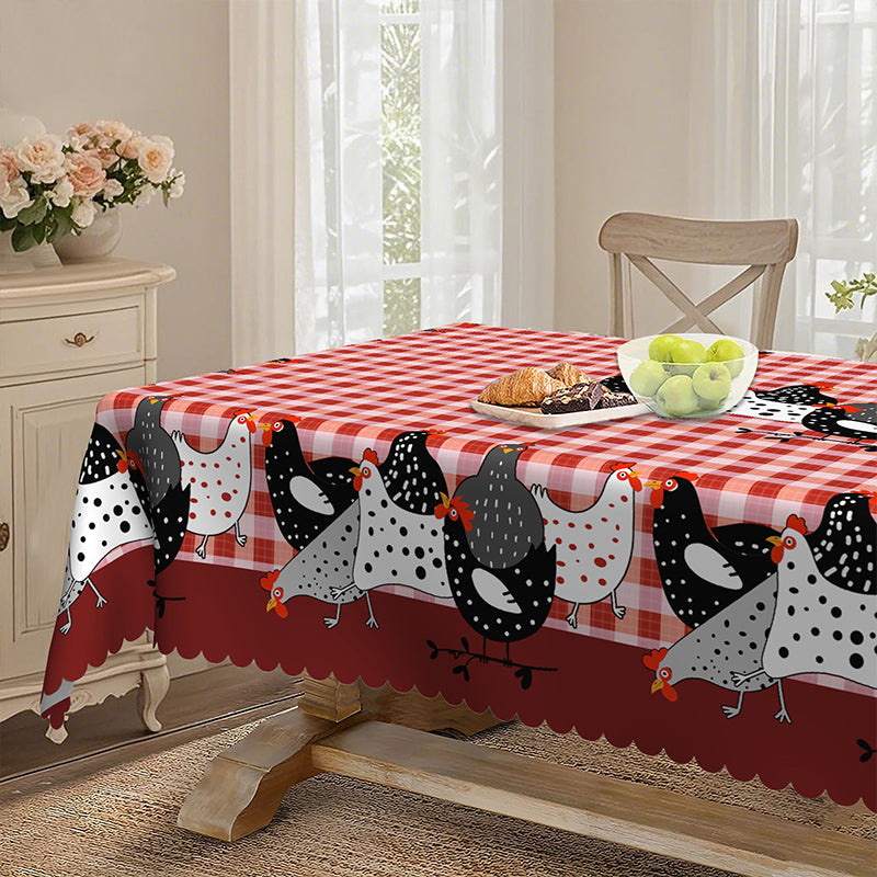 📢📢50% OFF !! 🐓 Red Plaid Rooster Tablecloth