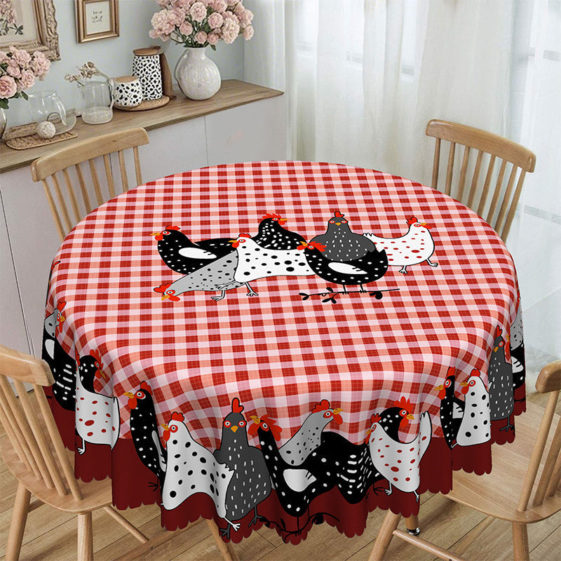 📢📢50% OFF !! 🐓 Red Plaid Rooster Tablecloth