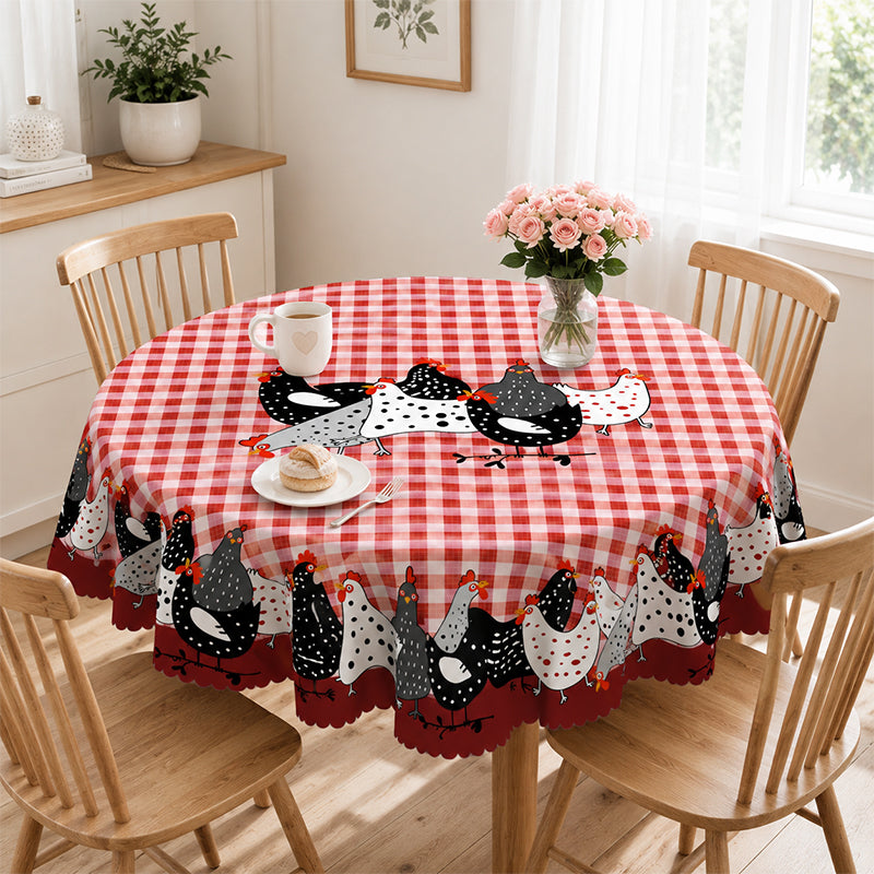 📢📢50% OFF !! 🐓 Red Plaid Rooster Tablecloth