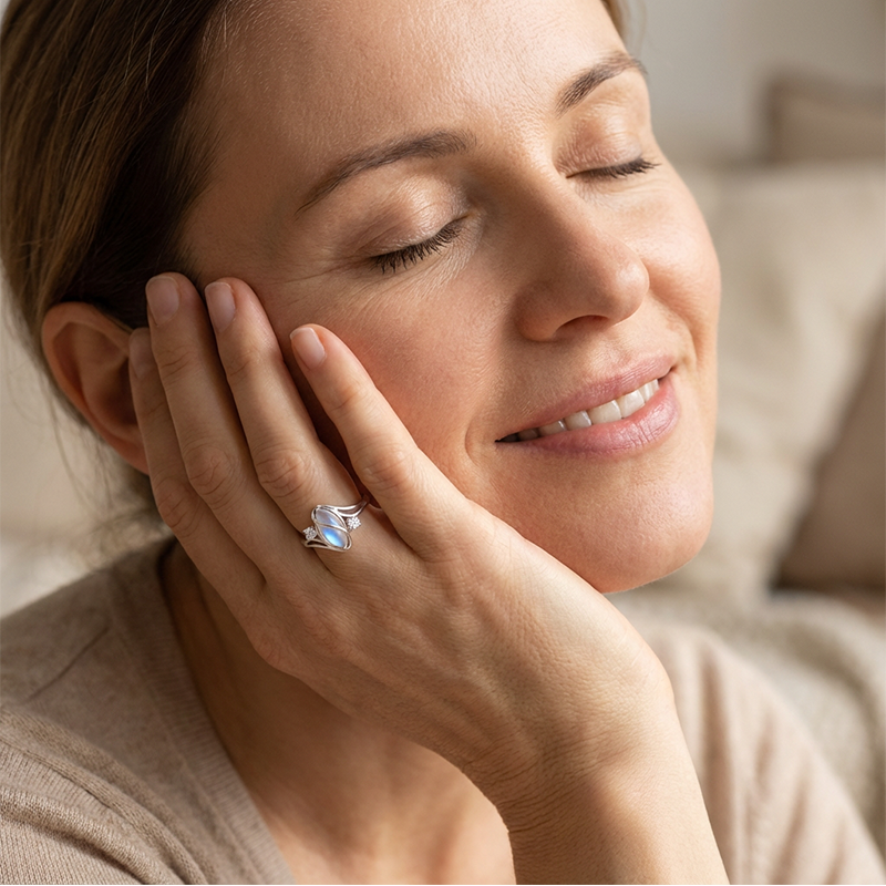 Geometric Oval Ring with Zirconia Accents