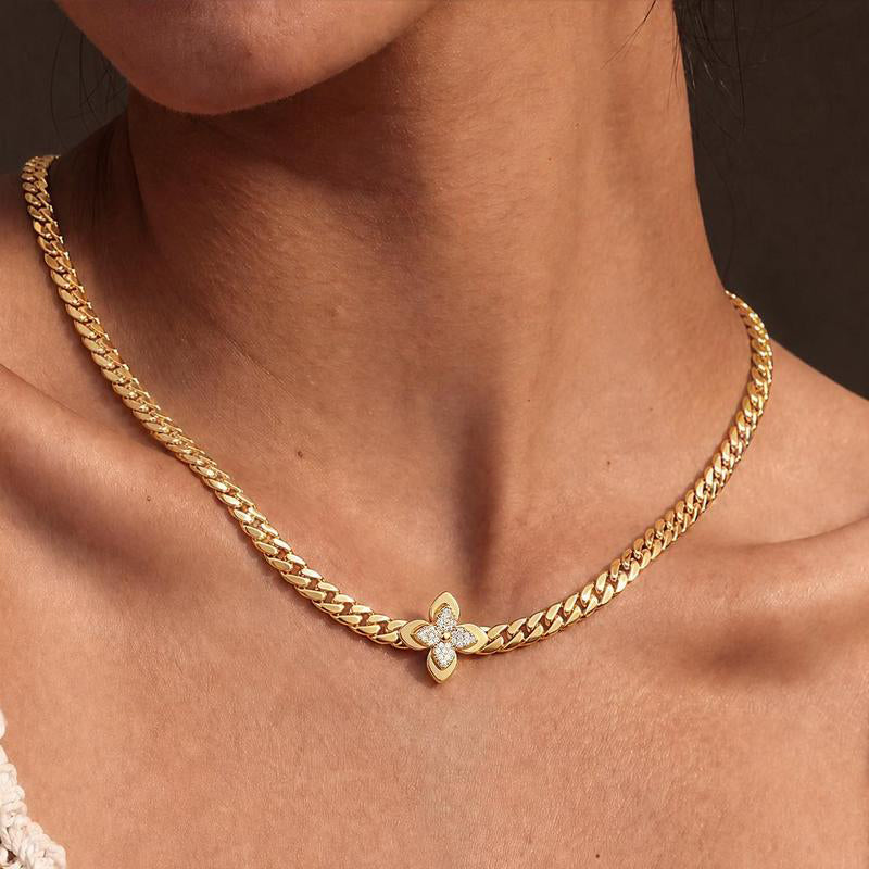 📢📢50% OFF !!⏰🌸 Elegant Stainless Steel Flower Pendant Jewelry