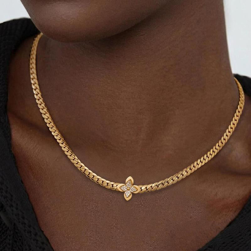 📢📢50% OFF !!⏰🌸 Elegant Stainless Steel Flower Pendant Jewelry
