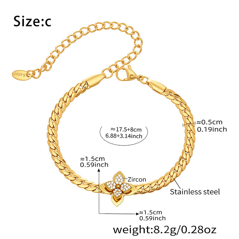 📢📢50% OFF !!⏰🌸 Elegant Stainless Steel Flower Pendant Jewelry