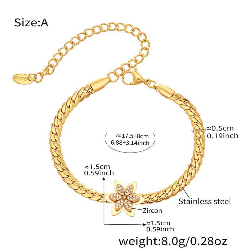 📢📢50% OFF !!⏰🌸 Elegant Stainless Steel Flower Pendant Jewelry