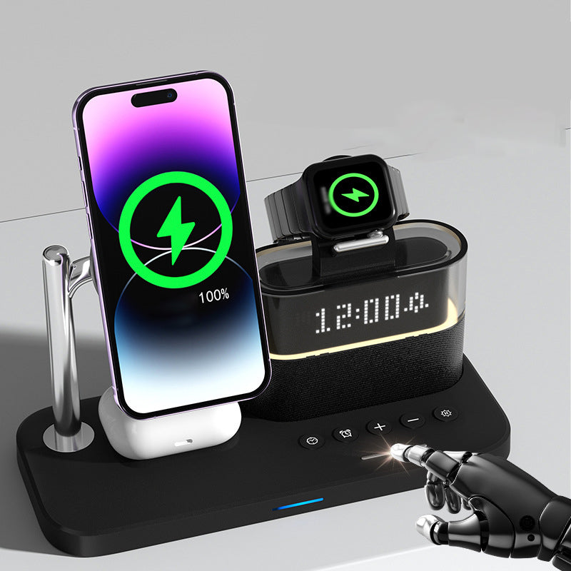 Magnetic Wireless Charging Station with Clock and RGB Light