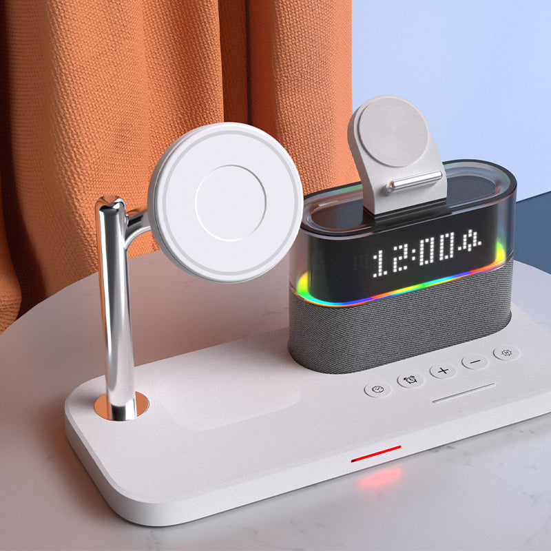 Magnetic Wireless Charging Station with Clock and RGB Light