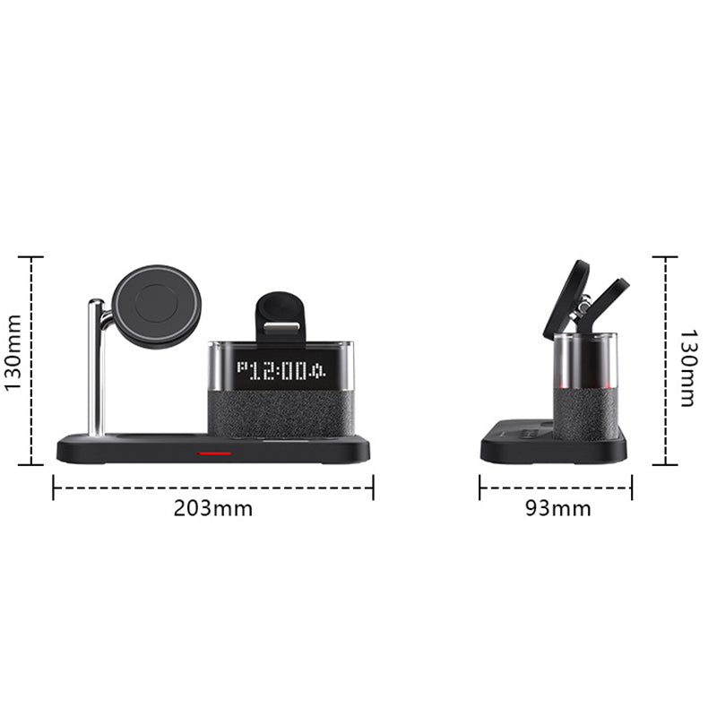 Magnetic Wireless Charging Station with Clock and RGB Light