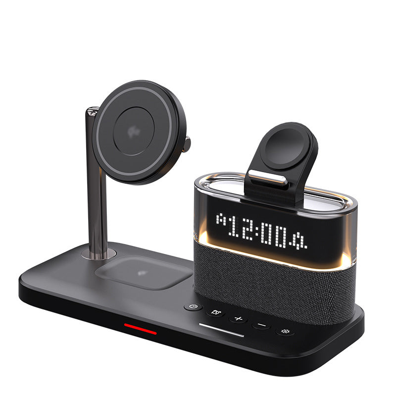 Magnetic Wireless Charging Station with Clock and RGB Light
