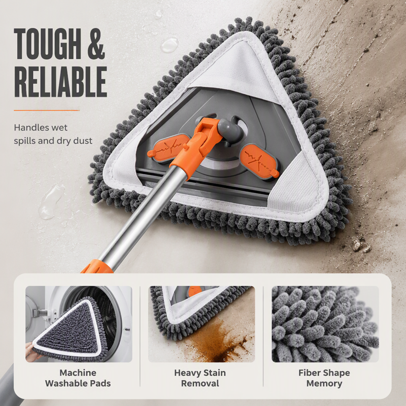 Triangular Cleaning Mop with Extendable Pole