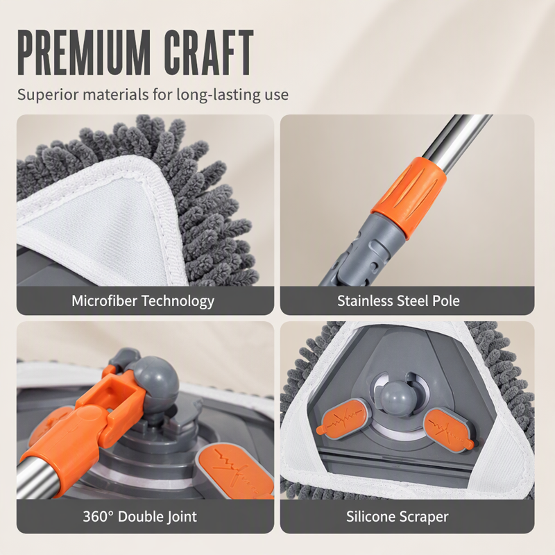 Triangular Cleaning Mop with Extendable Pole
