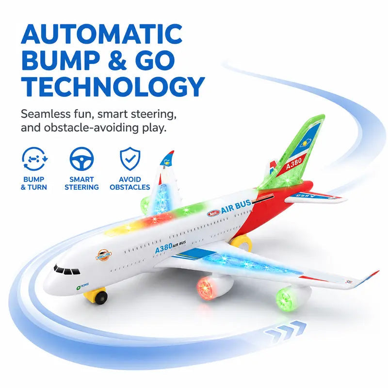 🎉 LIMITED TIME 50% OFF! ✈️ Electric Model Aircraft with Sound and LED Lights – Bump-and-Go Action, Dynamic Lights & Realistic Sounds ✨