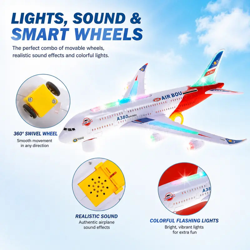🎉 LIMITED TIME 50% OFF! ✈️ Electric Model Aircraft with Sound and LED Lights – Bump-and-Go Action, Dynamic Lights & Realistic Sounds ✨