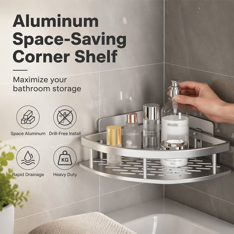 No-Drill Bathroom Corner Shower Shelf
