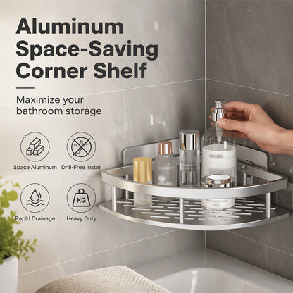 No-Drill Bathroom Corner Shower Shelf