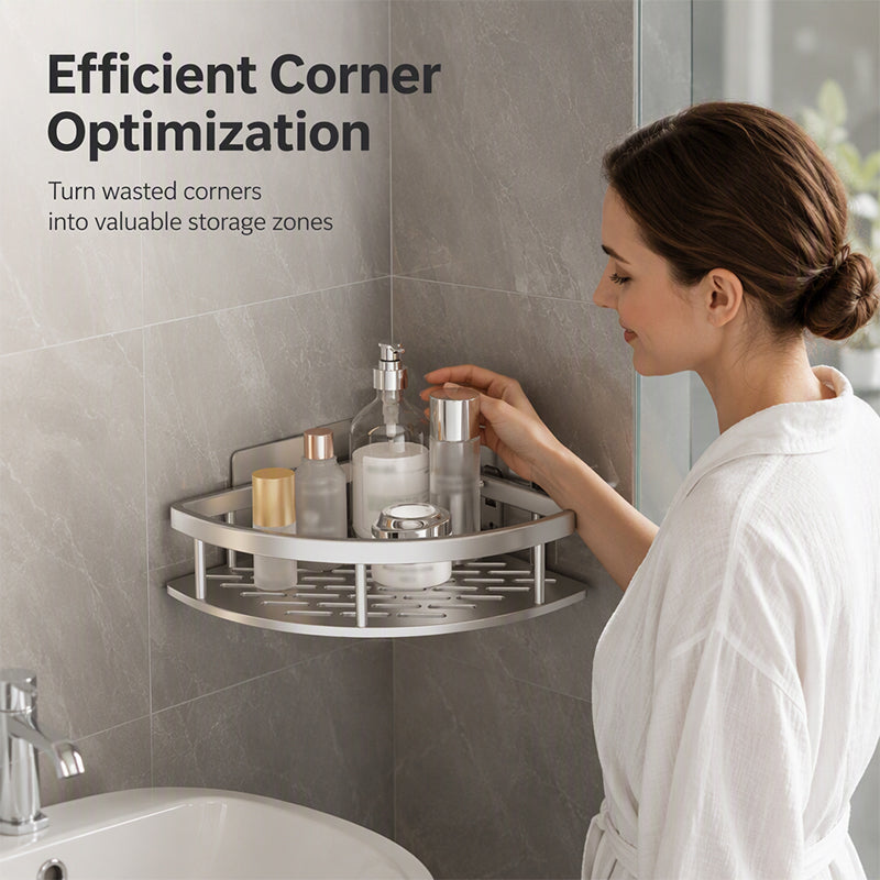 No-Drill Bathroom Corner Shower Shelf