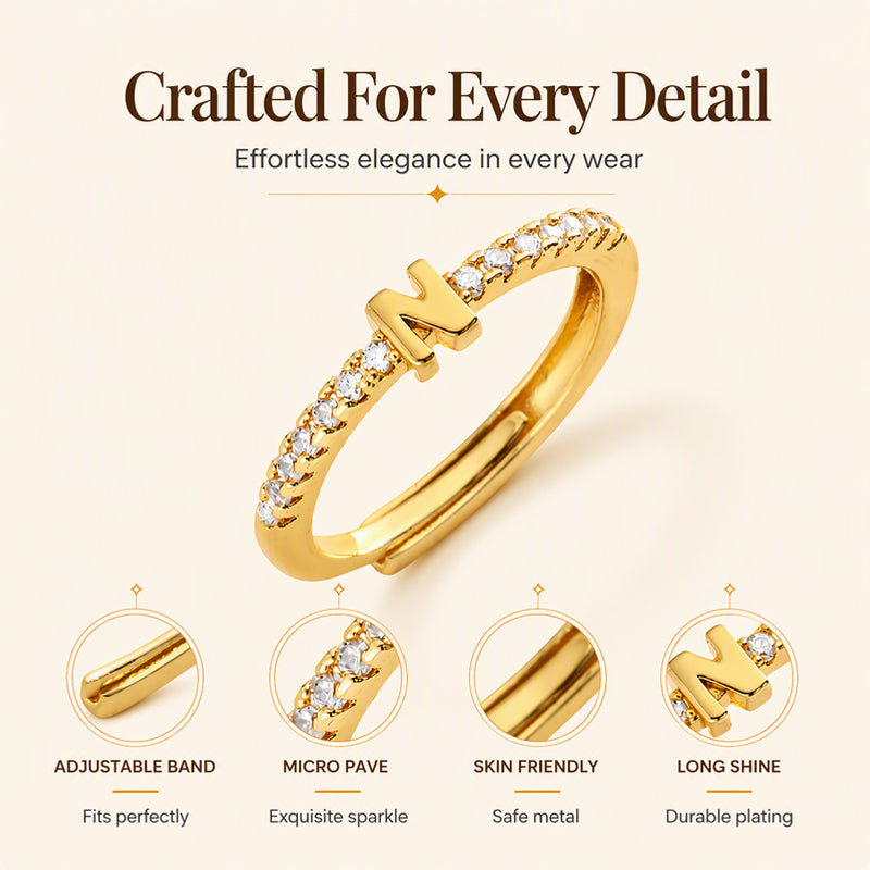📢📢50% OFF & In stock ⏰Minimalist Adjustable Initial Ring for Women