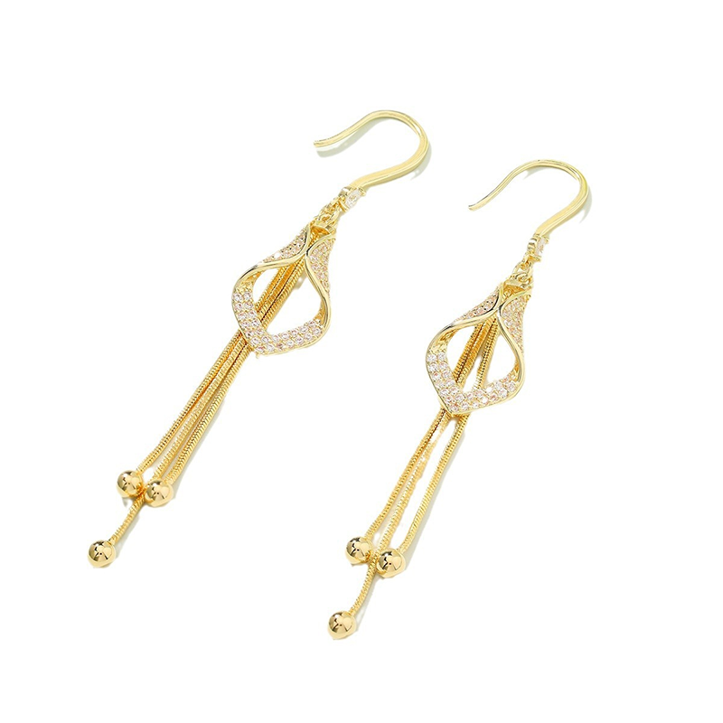 Elegant Geometric Tassel Hook Earrings