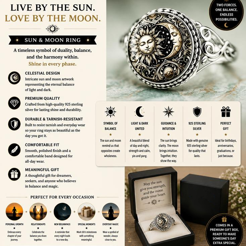 📢📢50% OFF & In Stock⏰Retro Sun and Moon Totem Ring