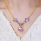 Elegant Purple Zircon Flower Pendant Necklace