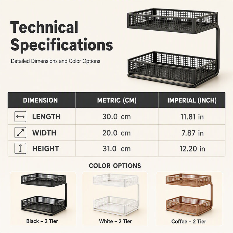 🏠 LIMITED TIME 50% OFF! 2-Tier Multipurpose Countertop Storage Rack – High-Strength Carbon Steel, C-Shaped Open Access & Heavy-Duty Stability ✨