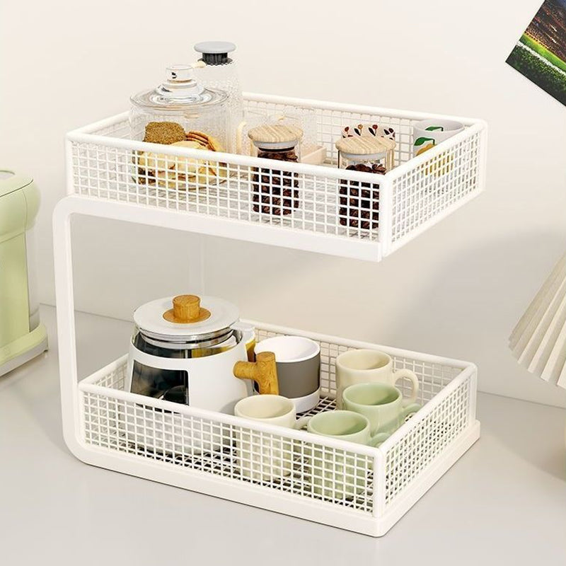 🏠 LIMITED TIME 50% OFF! 2-Tier Multipurpose Countertop Storage Rack – High-Strength Carbon Steel, C-Shaped Open Access & Heavy-Duty Stability ✨