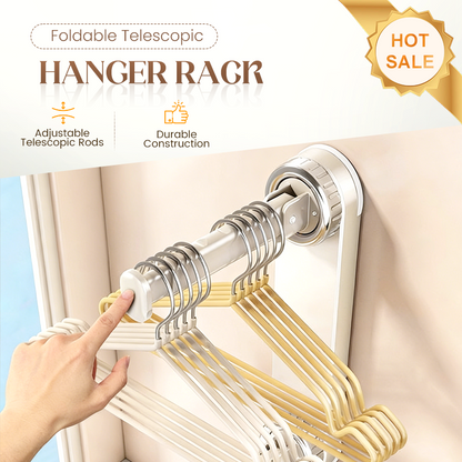 📢📢50% OFF & In Stock⏰🏠 Foldable Telescopic Suction-Cup Hanger Rack – No-Drill Retractable Clothes Drying Pole