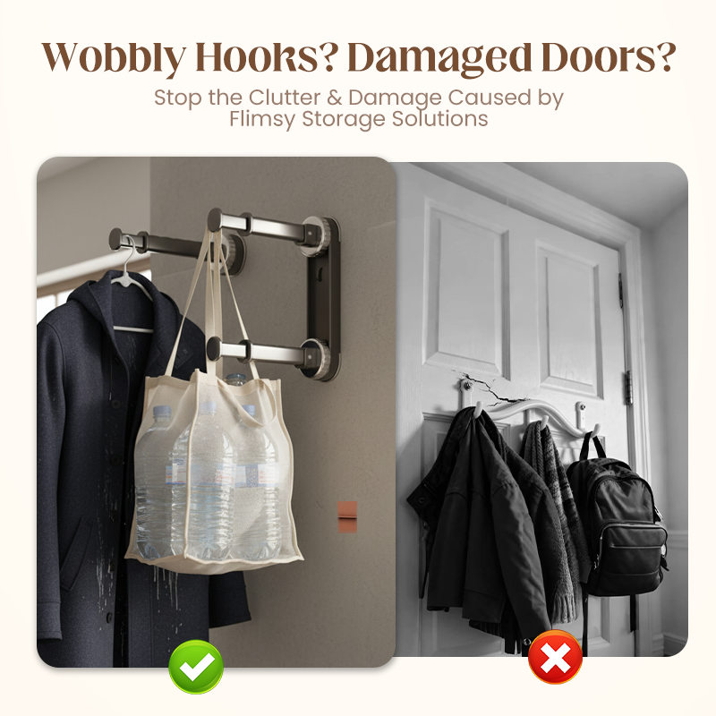 📢📢50% OFF & In Stock⏰🏠 Foldable Telescopic Suction-Cup Hanger Rack – No-Drill Retractable Clothes Drying Pole