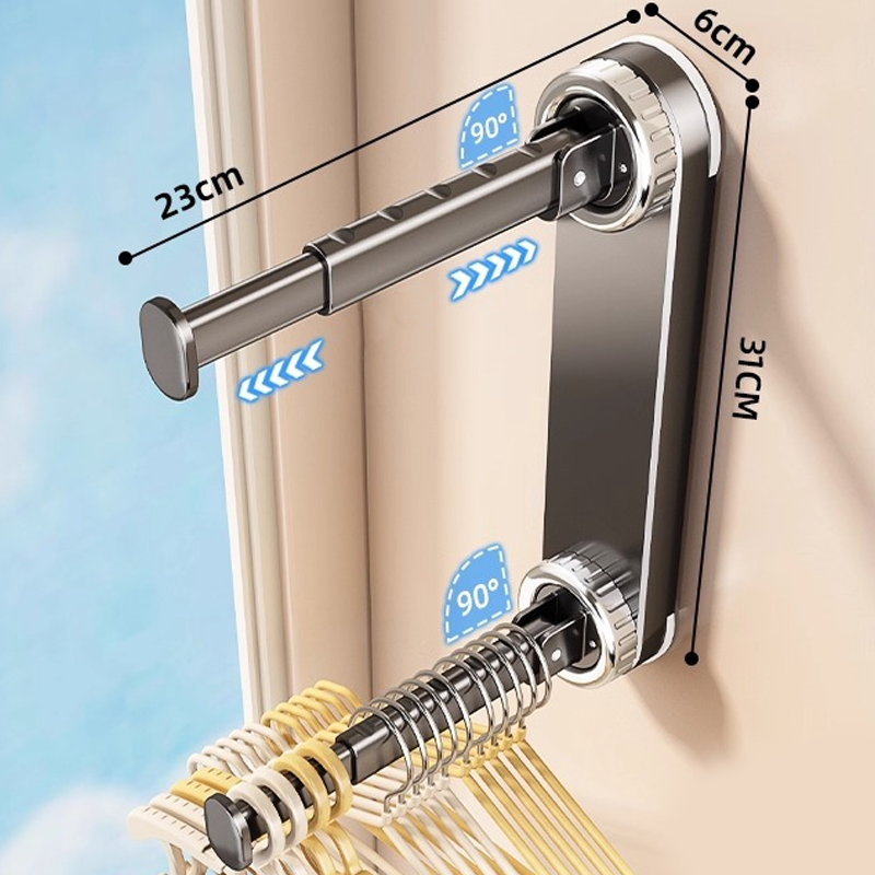 📢📢50% OFF & In Stock⏰🏠 Foldable Telescopic Suction-Cup Hanger Rack – No-Drill Retractable Clothes Drying Pole