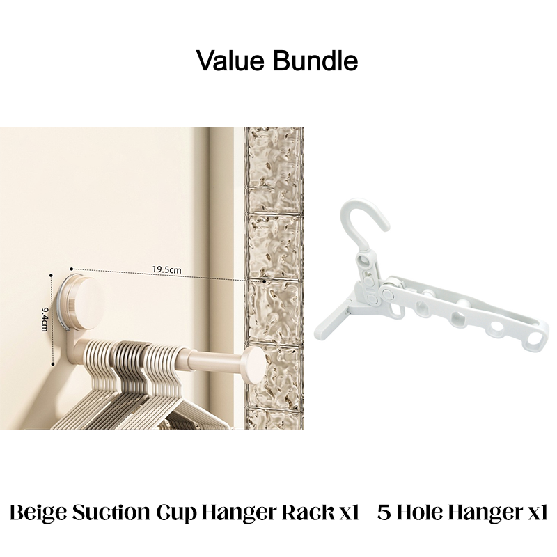 📢📢50% OFF & In Stock⏰🏠 Foldable Telescopic Suction-Cup Hanger Rack – No-Drill Retractable Clothes Drying Pole