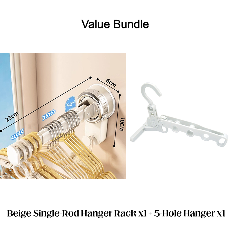 📢📢50% OFF & In Stock⏰🏠 Foldable Telescopic Suction-Cup Hanger Rack – No-Drill Retractable Clothes Drying Pole