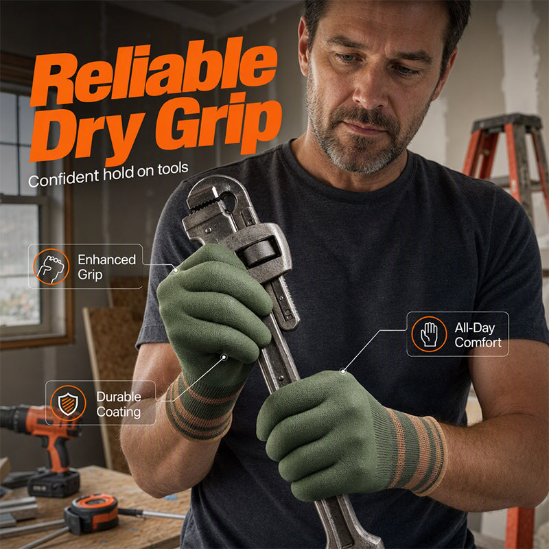 ⏰LIMITED-TIME 50% OFF! 🧤💪 Tired of gloves that slip, tear, or make your hands sweat? These rubber-coated work gloves grip tight, breathe easy, and outlast the job — every time. 🛠️