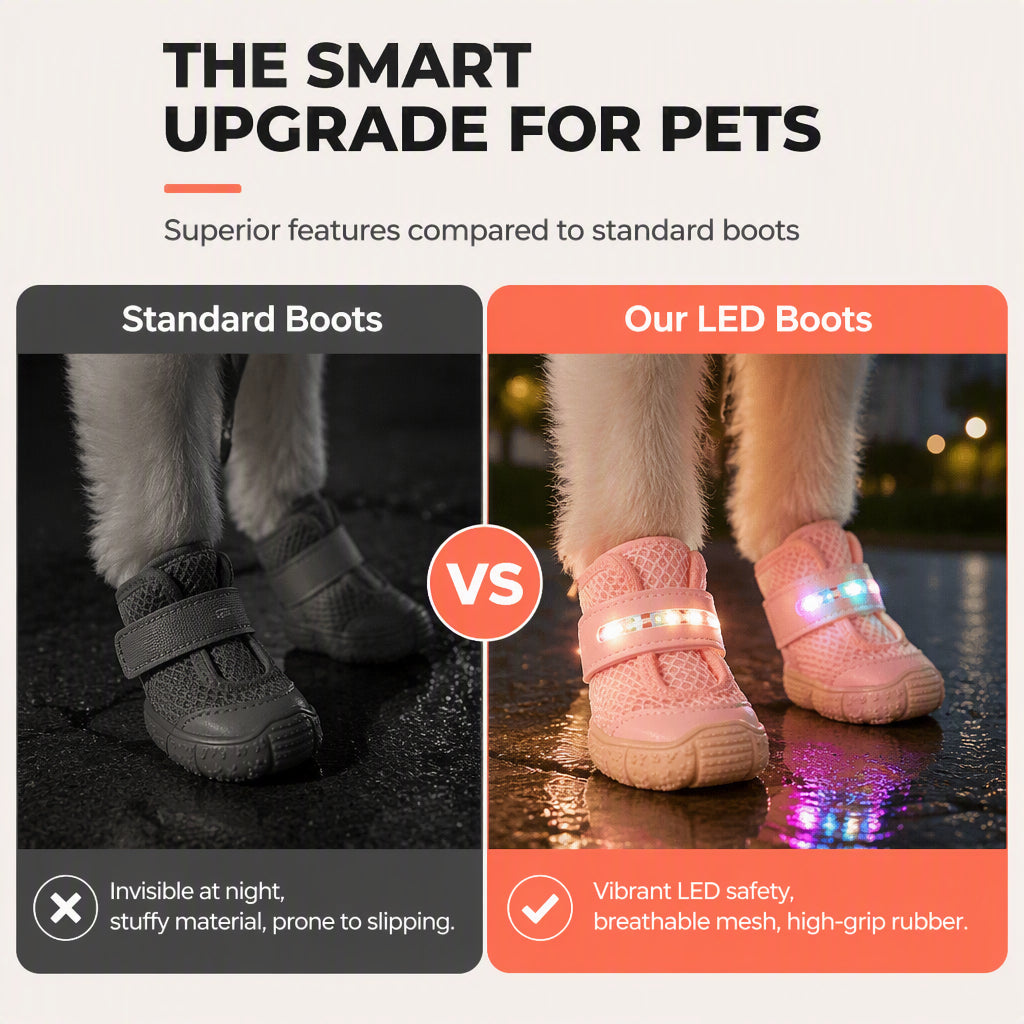 🤯Protect Dog Paws On Walks!⚡50% OFF Limited‑Time｜Stylish LED Dog Boots For Night Visibility 🐶