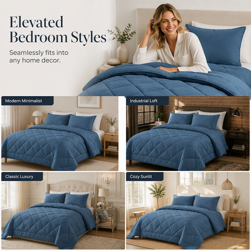 ⏳Time-Limited Special⏰3-Piece Quilted Comforter Set with Shams