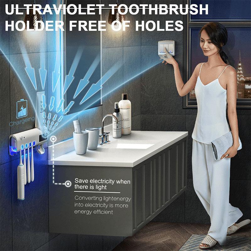 🚿 LIMITED-TIME 50% OFF! ✨ Wall-Mounted UV Toothbrush Sanitizer – 360° Sterilization, Human Induction & No-Drill Wireless Design – Cleaner Brushes, Fresher Bathroom