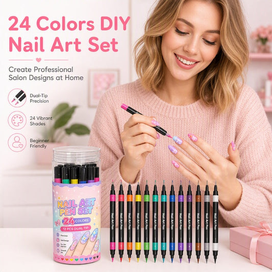 🎉Over 35k+ Sold!💅🎨24‑Colors Dual‑Ended Nail Art Pens‑DIY Manicure Drawing Set🎁