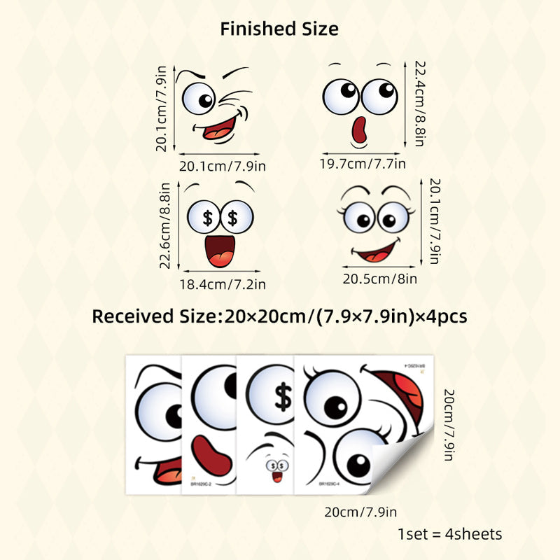 4 Sheets Funny Smiley Face Stickers