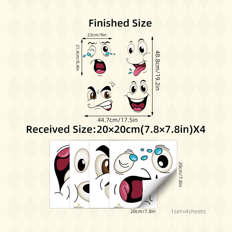 4 Sheets Funny Smiley Face Stickers