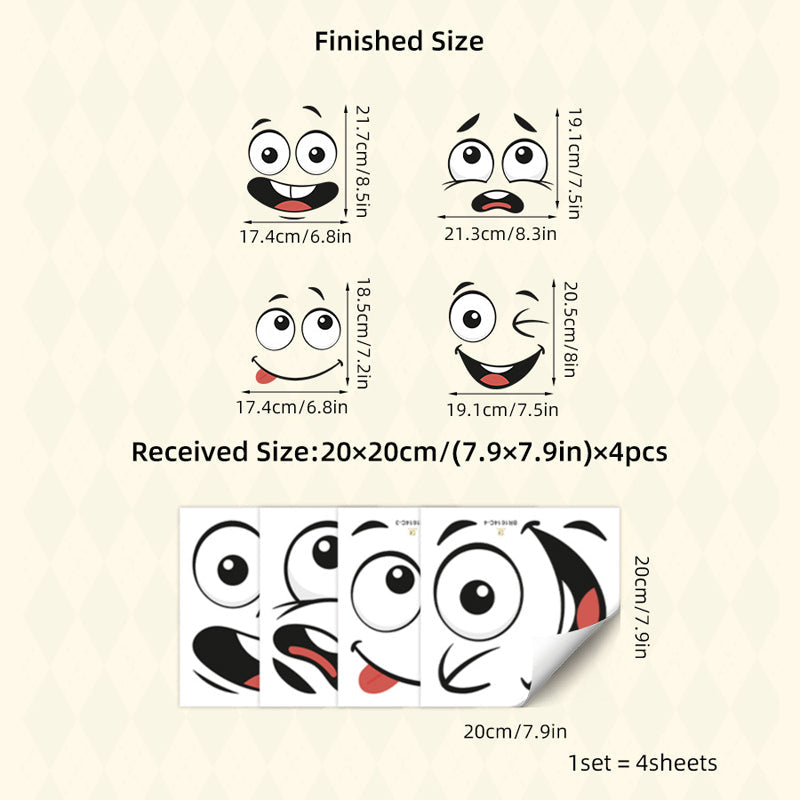 4 Sheets Funny Smiley Face Stickers