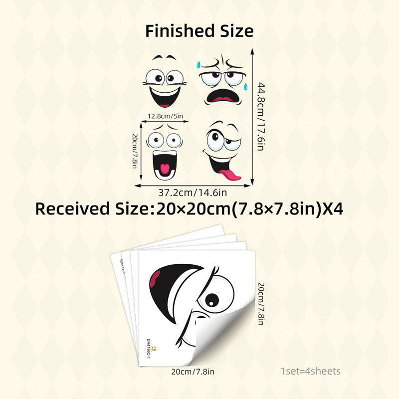 4 Sheets Funny Smiley Face Stickers