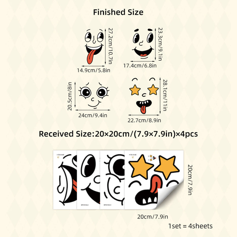 4 Sheets Funny Smiley Face Stickers
