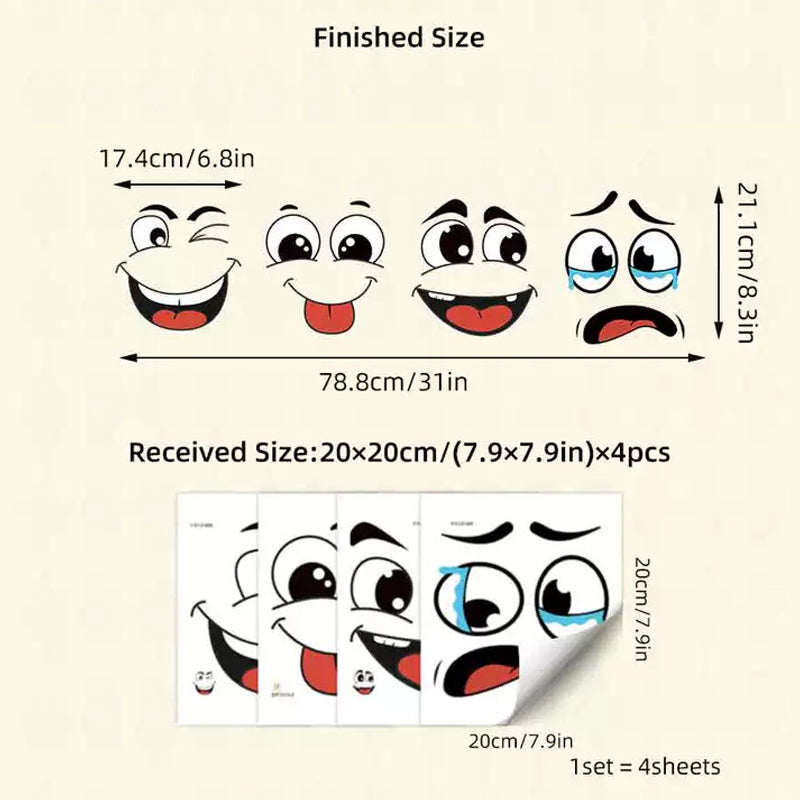 4 Sheets Funny Smiley Face Stickers