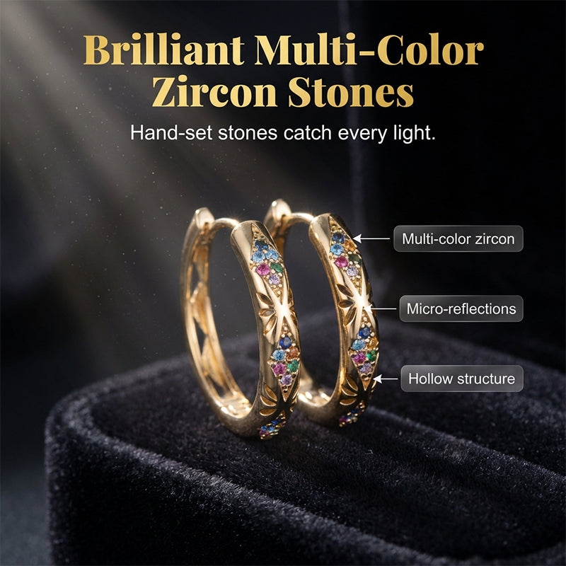 📢📢50% OFF !! ⏰ Sparkling Zircon Hollow Hoop Earrings