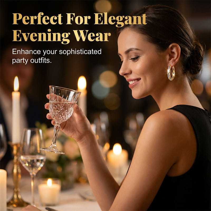 📢📢50% OFF !! ⏰ Sparkling Zircon Hollow Hoop Earrings